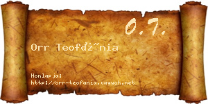 Orr Teofánia névjegykártya